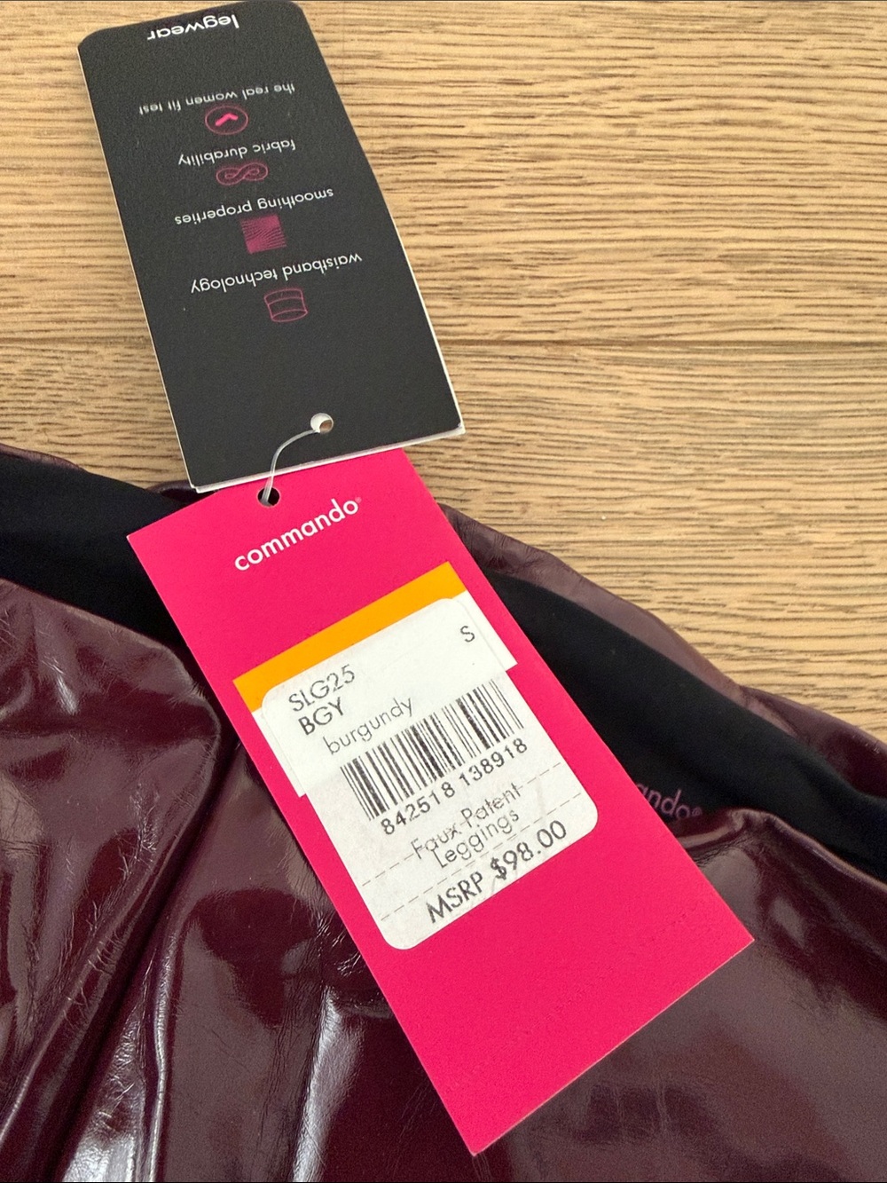 Commando faux leggings High-Shine Burgundy Vinyl Leggings S - Picture 2 of 3